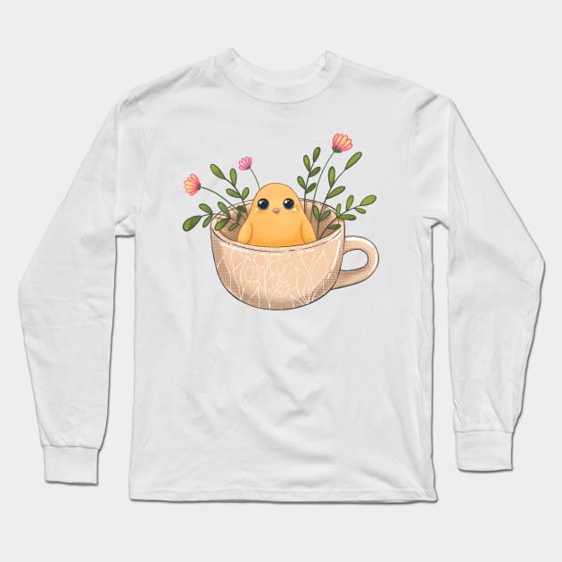 Bird in a cup Long Sleeve T-Shirt by artbyanny